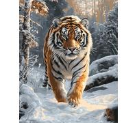 DIY Beaded Embroidery Kits Tiger Animal in The Snow DIY Bead Embroidery Set Crafts Beading Pattern Needlework Kit Home Decor 50x70cm