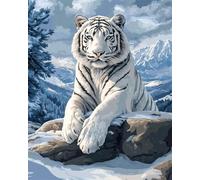 DIY Beaded Embroidery Kits White Tiger Animal in The Snow Beaded Cross Stitch Beads Embroidery Kit Needlepoint Handcraft Arts 50x70cm