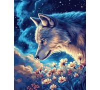 DIY Beaded Embroidery Kits Wolf Animals and Flowers Bead Embroidery Needle Point Kit DIY Craft Set Tools Hobby Cross Stitch Kits 30x40cm