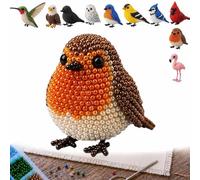 DIY Bird Beading Kit, Cute 3D Bird Beaded Embroidery Set with Instruction Guide, Easy Handmade DIY Birds Beading Art Craft Kit for Adults, Beginners & Craft Enthusiasts, Relieve Stress (08)