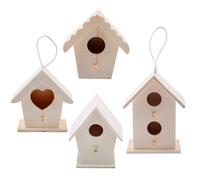 DIY Bird House, 4pcs Wooden Nesting Box Kit, DIY Wooden Bird Houses Kit, Unfinished Birdhouse for Painting, Hanging Box Outdoor