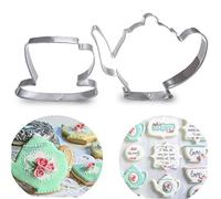 Diy Biscuit Stamps Baking Tools 2pcs/set Diy Biscuit Stamps Stainless Steel Tea Cup and Tea Pot Shape Cookie Cutter Mold Tool