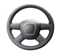 DIY Black Artificial Leather Car Steering Wheel Cover For Audi A3 2006-2013 A4 B8 A6 C6 2005-2011 Q5 2009-2012 Q7(Light Blue Thread)