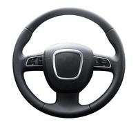 DIY Black Artificial Leather Car Steering Wheel Covers Case For A3 8P A4 B8 A5 2008-2010 A6 C6 2007-2011 Auto Accessories Styling(Titanium Thread)