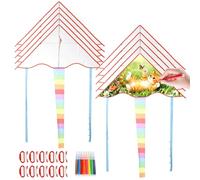 DIY Blank Kites,10Pcs kids Kite Making Kit 33.46 x 16.54 in Blank Kites with 8 Colors Pens Included, Easy to Fly Triangle Kite Bulk, Foldable Portable for Outdoor Games and Activities