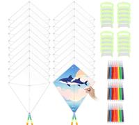DIY Blank Kites 20 Packs, Bulk Kites DIY Kit for Kids DIY Decorating Coloring,Blank Making Craft Kit for Kids Aged 4+ 24PCS Watercolor Pens