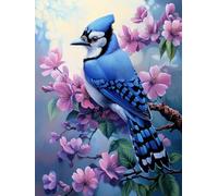 DIY Blue Jay Blue Stamped Cross Stitch Kits for Beginners Adults - Preprinted 11CT Easy Pattern Needlepoint Kits, Arts and Crafts for Home Decor (11.8x15.7inch) 559