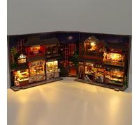 Diy Book Kit - Oriental Inspired Theme, Handcrafted Wooden Model, Illuminated Display Insert, Detailed Mini Scene | Shelf Decor Accent for Study Room Living Area Creative Collections