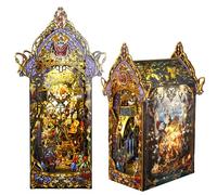 DIY Book Nook - Crafts Bookends made of wood DIY kit miniature house with furniture and LED, Law of the night, 3D puzzle, Model building kits Art gifts