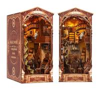 DIY Book Nook Dollhouse Kit Creative Bookshelf Inserts Miniature Scenes Decor 3D Wooden Puzzle with LED Light DIY House Model Building Kits for Kids Adults (magic world)