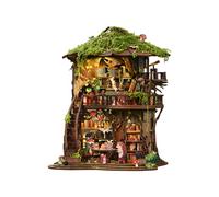 DIY book nook - Forest Tea Book Club - Wooden bookend with 3D puzzle and LED light, craft kit for adults, mini book nook, Christmas and birthday gifts
