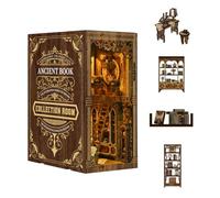 DIY Book Nook Kit 3D Wooden Book Stand DIY Miniature Dollhouse Kit Building Model Toy with LED Light for Teens and Adults Building Creative Gifts