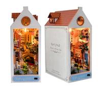 DIY Book Nook Kit,3D Wooden Puzzle DIY Miniature House Kit for Booknook Shelf Insert Decoration,Book Nook Dollhouse with LED Light,Best Gifts for Family and Friends