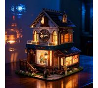 DIY Book Nook Kit, Cuckoo Clock 3D Wooden Puzzle House DIY Miniature Dollhouse Model with LED Light, Bookshelf Insert Decor Kit,Creative Bookends Model Kit Gift for Adults Boys (Cuckoo Clock House)