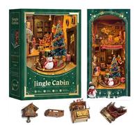 DIY Book Nook Kit, DIY Dollhouse Booknook Bookshelf Insert Decor, 3D Wooden Puzzles with LED, Halloween Christmas Birthday Gift Home Decor for Adults