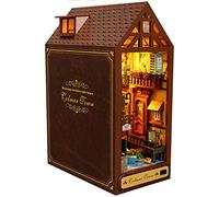 DIY Book Nook Kit - DIY Miniature Bookend Town Forest With LED Light, 3D Puzzle Wooden Art Bookshelf Insert Decor, Model Kits for Adults Kids Christmas Birthday Gift (Style B)