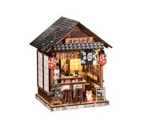 DIY Book Nook Kit Japanese Tea House Miniature Model 3D Wooden Puzzle Bookshelf Insert 222 PCS Creative Gift Adults Color1