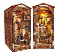 DIY Book Nook Kit, MOJINO Mini House 3D Wooden Puzzle Booknook With LED Light Magic Room Model Kit for Adult Miniature Kit for Bookshelf Insert Decor (Magical World)