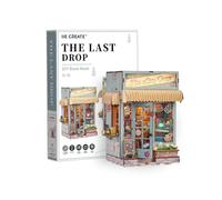 DIY Book Nook Kit with LED Lights, 3D Wooden Puzzles and Bookends, Movable and Rotating Parts, Adult Gift Idea Bookshelf Decoration Set (Happy Hour Bar)