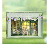 DIY Book Nook Kit with LED Lights, Wooden Miniature Dollhouse for Adults (14+), 3D Wooden Puzzle BookNook Bookend, Tiny House Craft Kit, Home Decoration Gift for Book Lovers, 1:100 Scale(Molly Garden)