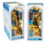 DIY Book Nook Kit, Wooden Book Nook Dollhouse Kit, Diy Miniature House Kit, 3D Miniature kit Decorative Bookcase, Bookshelf Decor (Sea Breeze Realm)