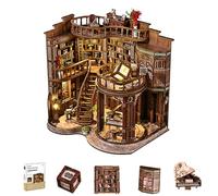 DIY Book Nook Kits for Adults - 3D Wooden Puzzle BookNook Miniature House with LED Light - Bookshelf Decor Library Diorama Kit - Model Building Bookend for Teens Book Lover Gifts - Dreamy Book Hall