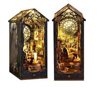DIY Book Nook Miniature Kit for Bookshelf Insert Decorative Bookend Stand with LED 3D Wooden Puzzle for Adults Book Nook Kit (Detective Agency)