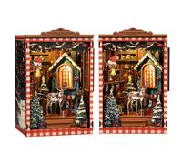 DIY Book Nooks Kit for Adults and Teens,DIY Miniature Wooden Puzzle with Sensor Led Light,3D House Bookends Nook Book Christmas Birthday Ideas Gifts Bookshelf Decoration (Bn-magic)