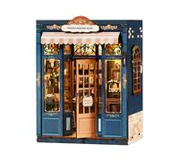 DIY Bookend Cottage Book Nook Kit Wicker Reading Room, 3D Wooden Miniature House Assembly Model with LED Light, Bookshelf Decor Craft Gift for Adults