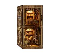 DIY Bookend Cottage with LED Light, 3D Wooden Miniature Cottage Model, DIY Creative Handecraft Book Nook Model Gift for Adults Hobbyist (Vintage Book Collection Room)