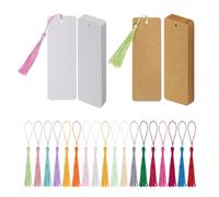 DIY Bookmark Set - Kraft Paper,White Painting Cards with Colorful Tassels-Blank Bookmarks for Handcraft, School Projects,Gift Tags (colorfui,One Set)