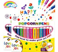 DIY Bubble Popcorn Drawing Pens for Kids with Fluffy Ink, 12pens (2*12pcs)