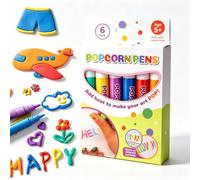 DIY Bubble Popcorn Drawing Pens, Magic Puffy Pens with Puffy Paint，1Set
