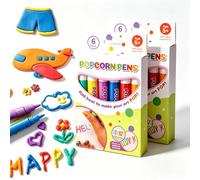 DIY Bubble Popcorn Drawing Pens, Magic Puffy Pens with Puffy Paint，2Sets