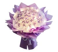 DIY Butterfly Bouquet Gift Kit Set,33PCS Butterfly Flower Bouquets with LED String Lights,Realistic DIY Artificial Flower Bouquet Material,Creative Butterfly Bouquet Unfinished Material Kits (Purple)
