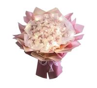 DIY Butterfly Flower Bouquet Gift Kit Set, 33PCS Realistic Artificial Flower Bouquet with LED String Lights, Creative Unfinished Material Kit (Pink)