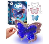 DIY Butterfly Space Mirror Light - 2 in 1 Mirror & Space Tunnel Effect with LED Lamps - Perfect Science Kids Arts and Craft Activity Kit for Girls 7-12 Years Old - Foam Craft with Gem Art Decorations