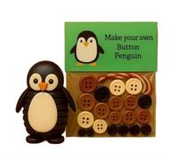 DIY Button Art Kit, Animal Button Christmas Ornament Making Set with Owl, Turtle, Raccoon, Elephant, Penguin - Creative Craft Project & Gift for Craft Lovers (Penguin)