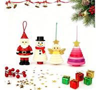DIY Button Christmas Ornament Kit - Create Your Own Snowman, Santa, Tree & Angel,Christmas Crafts for Adults, Includes Button Christmas Tree Kits for Festive Decor (4pcs)
