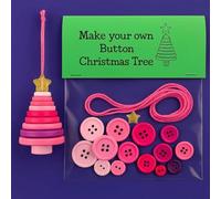 DIY Button Christmas Ornament Kit, Handmade Tree Decoration with Yarn Xmas, Fun Holiday Decorations with Christmas Snowman/Santa/Angel, Christmas Buttons for Crafts (C)