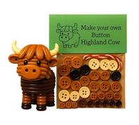 DIY Button Christmas Ornament Kit, Make Your Own Button Highland Cow, DIY Craft Buttons Kit Gift for Xmas Tree Hanging Decorations