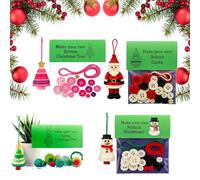 DIY Button Christmas Ornament Kit- Make Your Own Holiday Decor with Santa, Snowman & Angel Buttons, DIY Christmas Button Ornament Craft Kit, Gifts for Tree Hanging Decorations (4pcs-a)