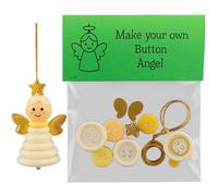 DIY Button Christmas Ornament Kit - Make Your Own Snowman/Santa/Angel Decor, Reusable Hanging Craft Kit for Xmas Tree/Window, Holiday Stocking Filler (Angel) (G)