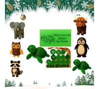 DIY Button Craft Kit, Animal Theme Fun Christmas Button Christmas Tree Ornament Kit with Turtle, Owl, Rabbit, Christmass Tree Hanging Decorations, DIY Ornaments Kits (Tortoise)