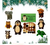 DIY Button Craft Kit, Animal Theme Fun Christmas Button Christmas Tree Ornament Kit with Turtle, Owl, Rabbit, Christmass Tree Hanging Decorations, DIY Ornaments Kits (Penguin)