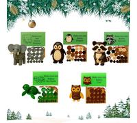 DIY Button Craft Kit, Animal Theme Fun Christmas Button Christmas Tree Ornament Kit with Turtle, Owl, Rabbit, Christmass Tree Hanging Decorations, DIY Ornaments Kits (5pc)