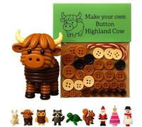 Diy Button Highland Cow Craft Kit, 3d Printed Animals Buttons Making Kit, Animal Theme Fun Christmas Button Decor With Turtle, Owl, Rabbit, Christmass Tree Hanging Decorations, Diy Ornaments Kits(cow)