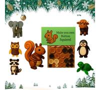 DIY Button Highland Cow Craft Kit, Animal Theme Fun Christmas Button Christmas Tree Ornament Kit with Turtle, Owl, Rabbit, Christmass Tree Hanging Decorations, DIY Ornaments Kits (Squirrel)