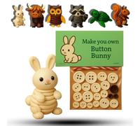 DIY Button Highland Cow Craft Kit, Animals Three-Dimensional Christmas Ornament Kits 3D Animals Buttons Decor (Rabbit,Same Size)