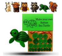 DIY Button Highland Cow Craft Kit, Animals Three-Dimensional Christmas Ornament Kits 3D Animals Buttons Decor (Turtle,Same Size)